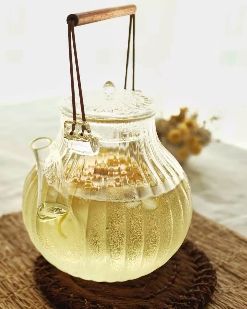 Glass Floral Tea Pot